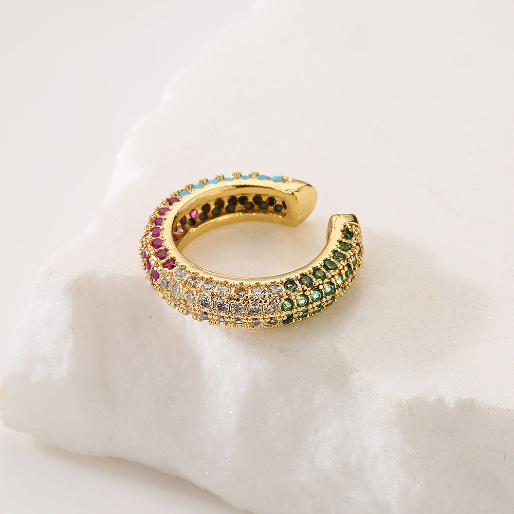 Minimalist U-Shaped Ear Clips for Women Made of Brass with Micro-Pavé Zirconia