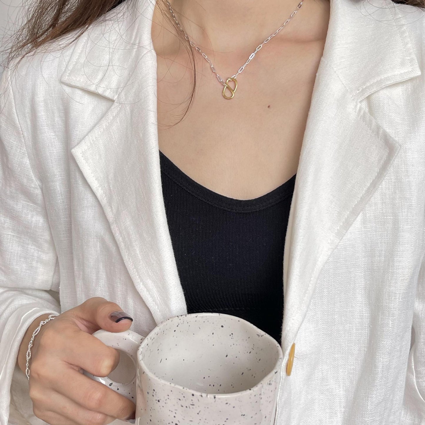 Minimalist 925 Sterling Silver Geometric Necklace for Women