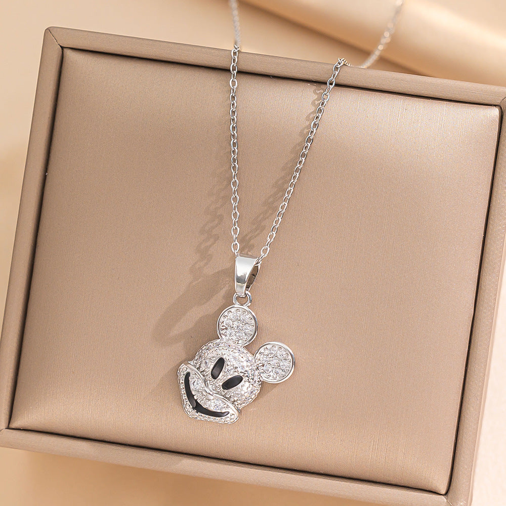 Collar con colgante minimalista de nudo de lazo de acero de titanio para mujer con cadena de serpiente chapada