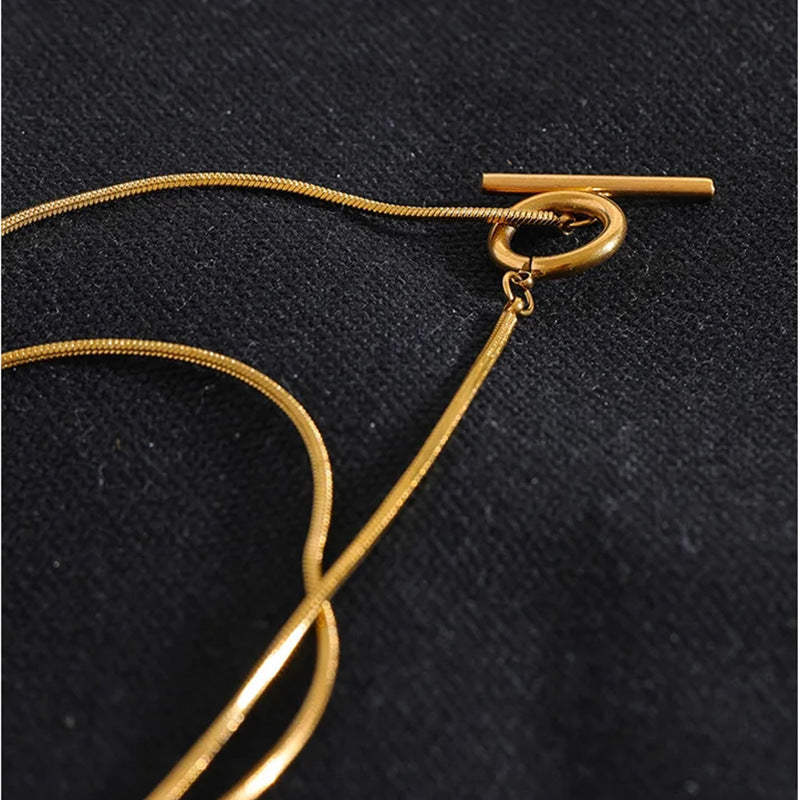 Minimalist U-Shaped Titanium Steel Plated Snake Chain Necklace for Women Layering Locket Necklace Versatile Sweater Chain