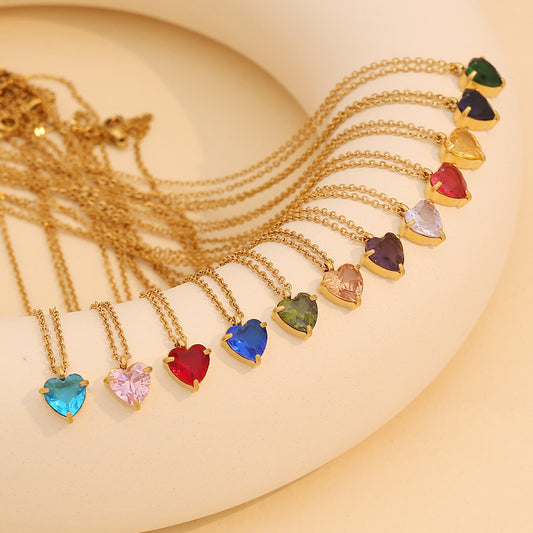 Fashionable OL Style Heart-Shaped Stainless Steel Pendant Necklace for Women