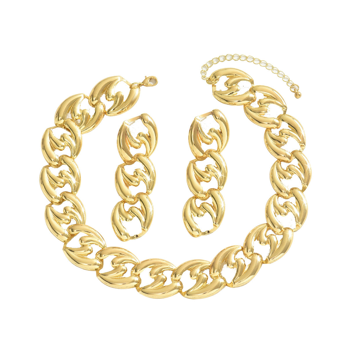 Set collana pendente geometrica hip hop minimalista da donna con catena in lega e finitura galvanizzata