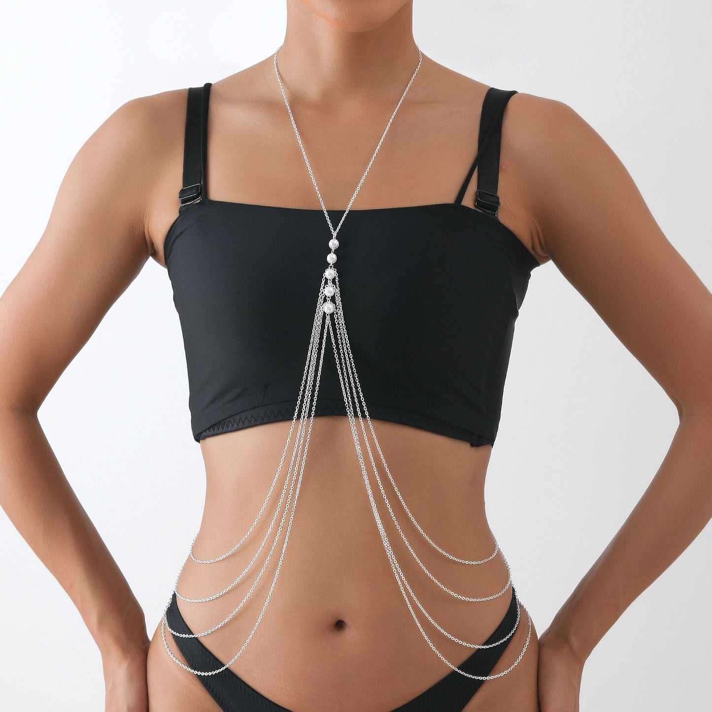 Punk Casual Exaggerated Sexy Multi-Layer Imitation Pearl Body Chain for Women