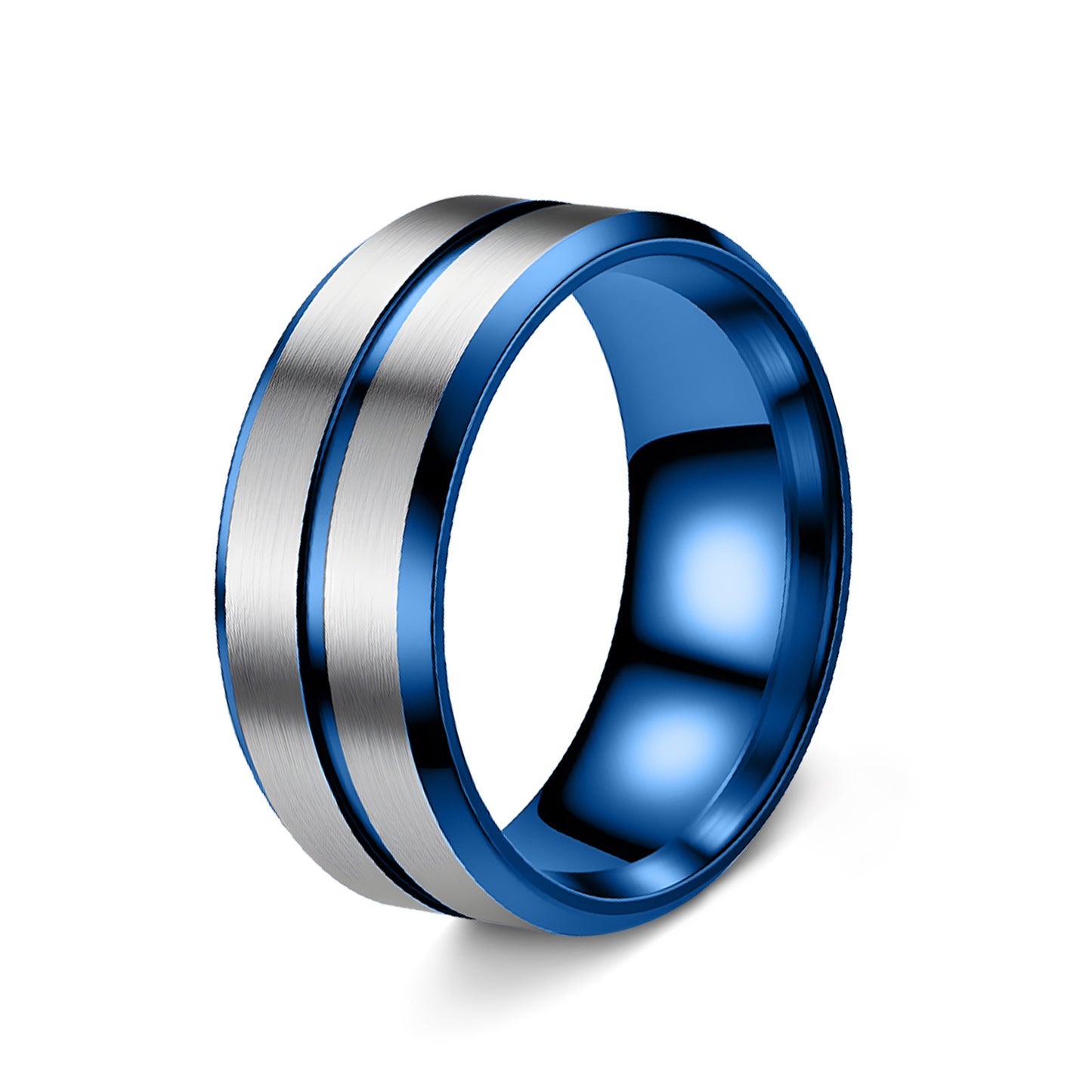 Anello geometrico in acciaio al titanio placcato unisex