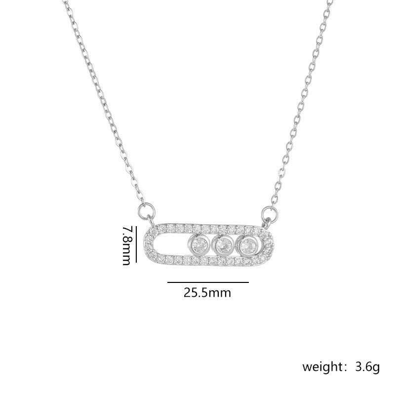 Collana minimalist geometrica in acciaio al titanio da donna con intarsio in strass, gioielli ipoallergenici a catena con ciondolo placcato sottovuoto