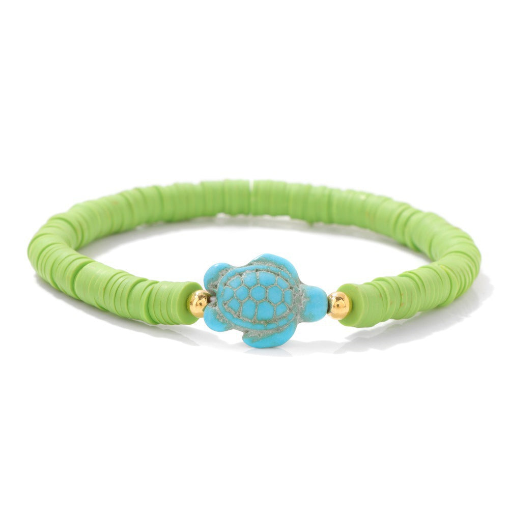 Bohemian Turquoise Turtle Resin Bracelet Unisex Handmade Elastic Bangle