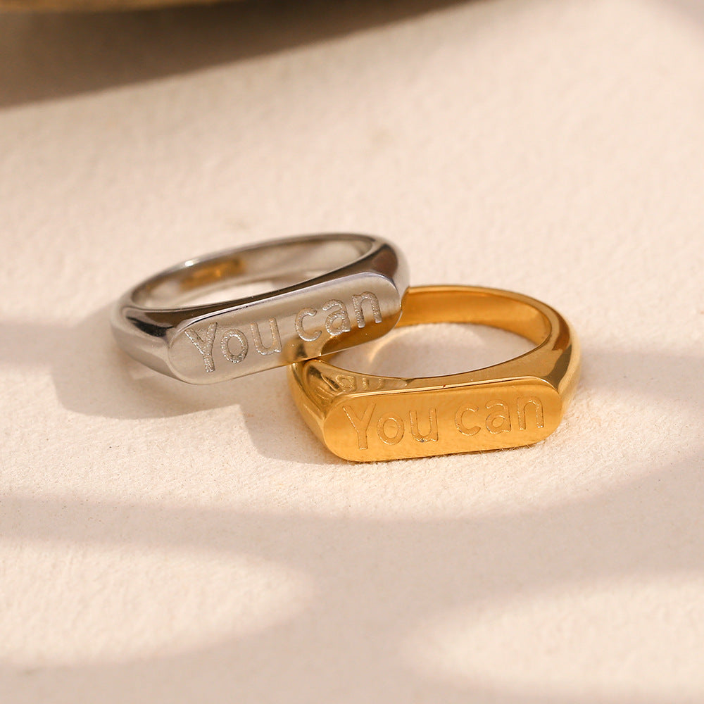 Anello geometrico minimalista in acciaio inossidabile placcato oro 18 carati da donna