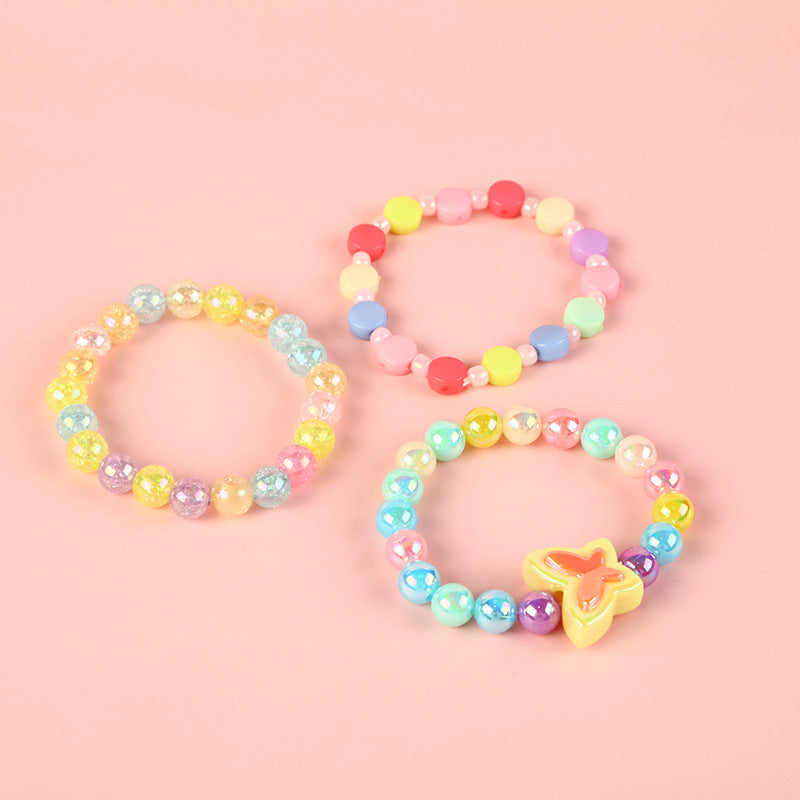 Sweet Pastel Butterfly Acrylic Bracelet for Girls, Cute Princess-Style Children's Hand Jewelry with Animal Shape Design