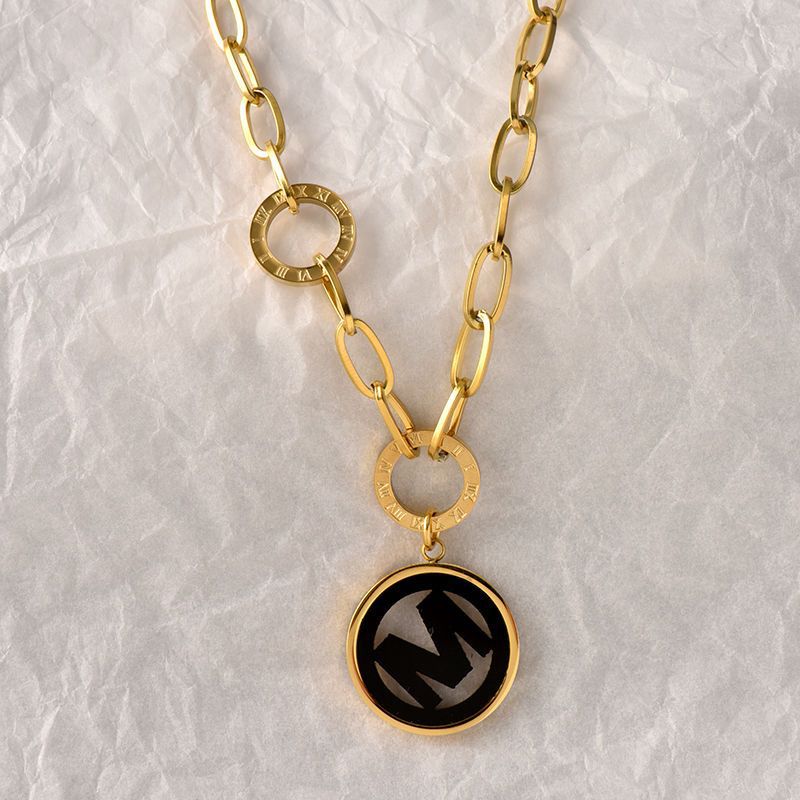 Collana a Catena a Serpente in Acciaio al Titanio con Ciondolo Numeri Romani Minimalisti per Donne e Uomini