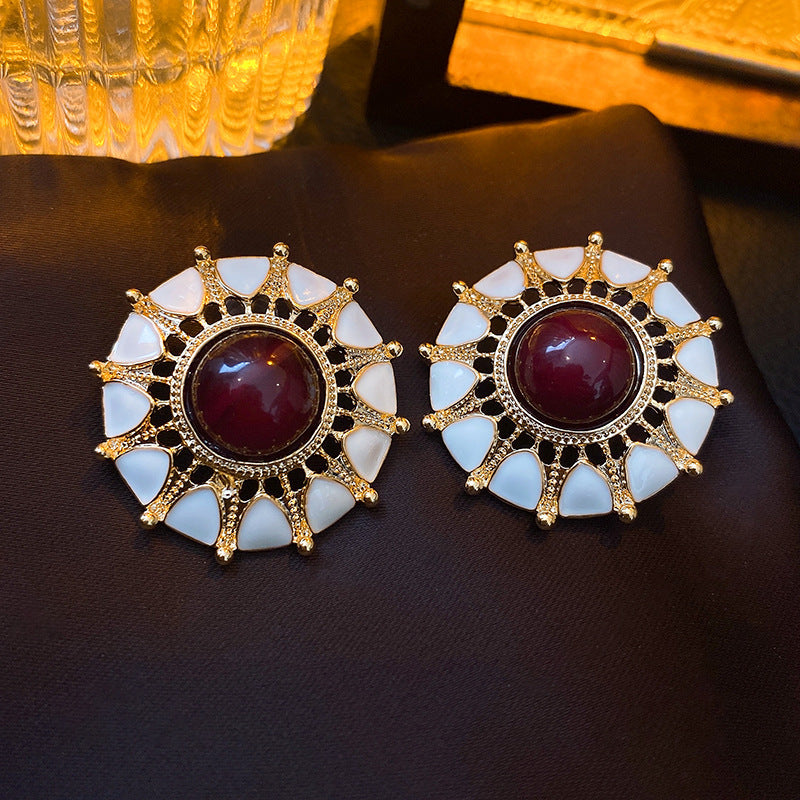 Orecchini pendenti in smalto vintage a goccia con perno in acciaio inossidabile per donna