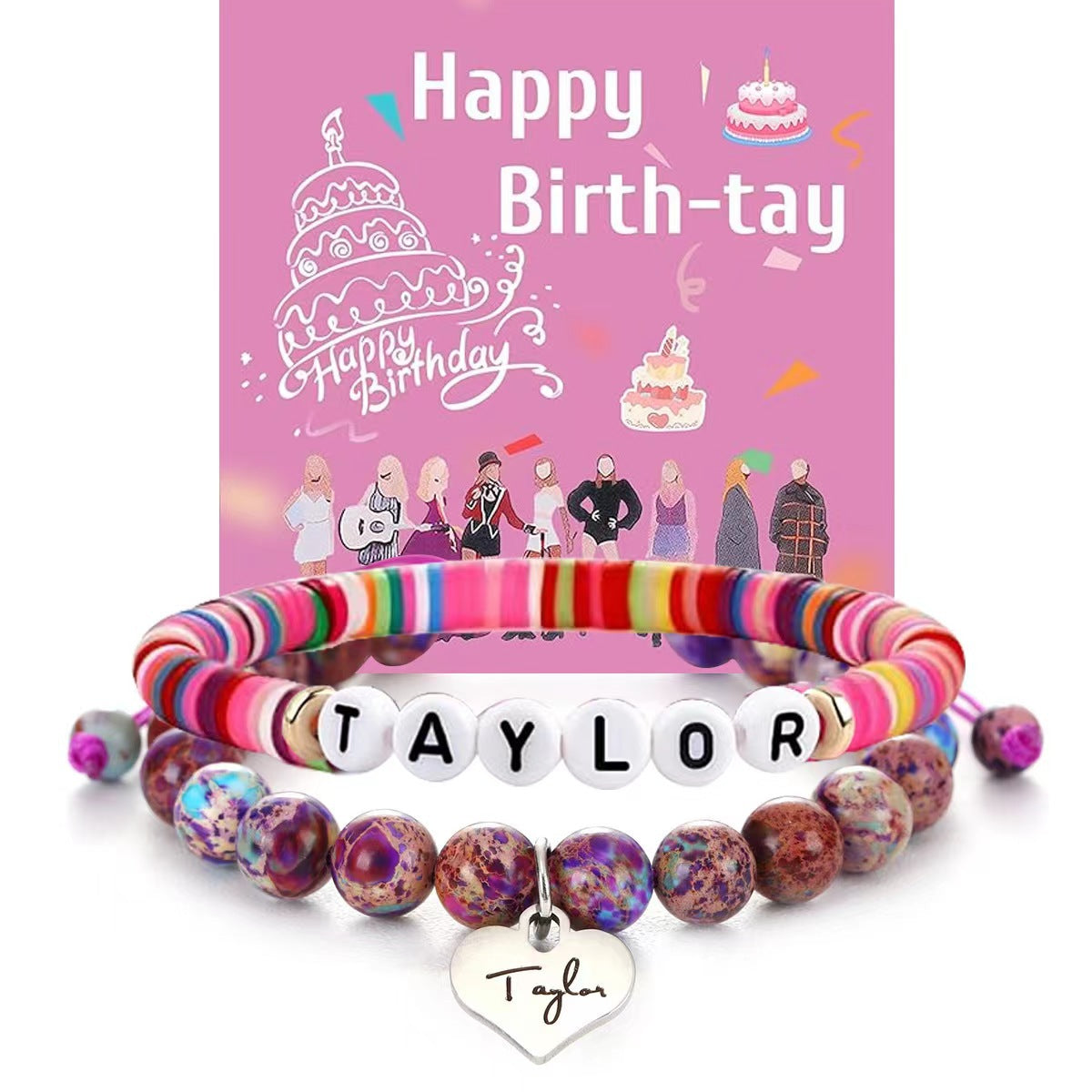 Casual Letter Resin Agate Bracelet Set Leopard Print Unisex Handmade