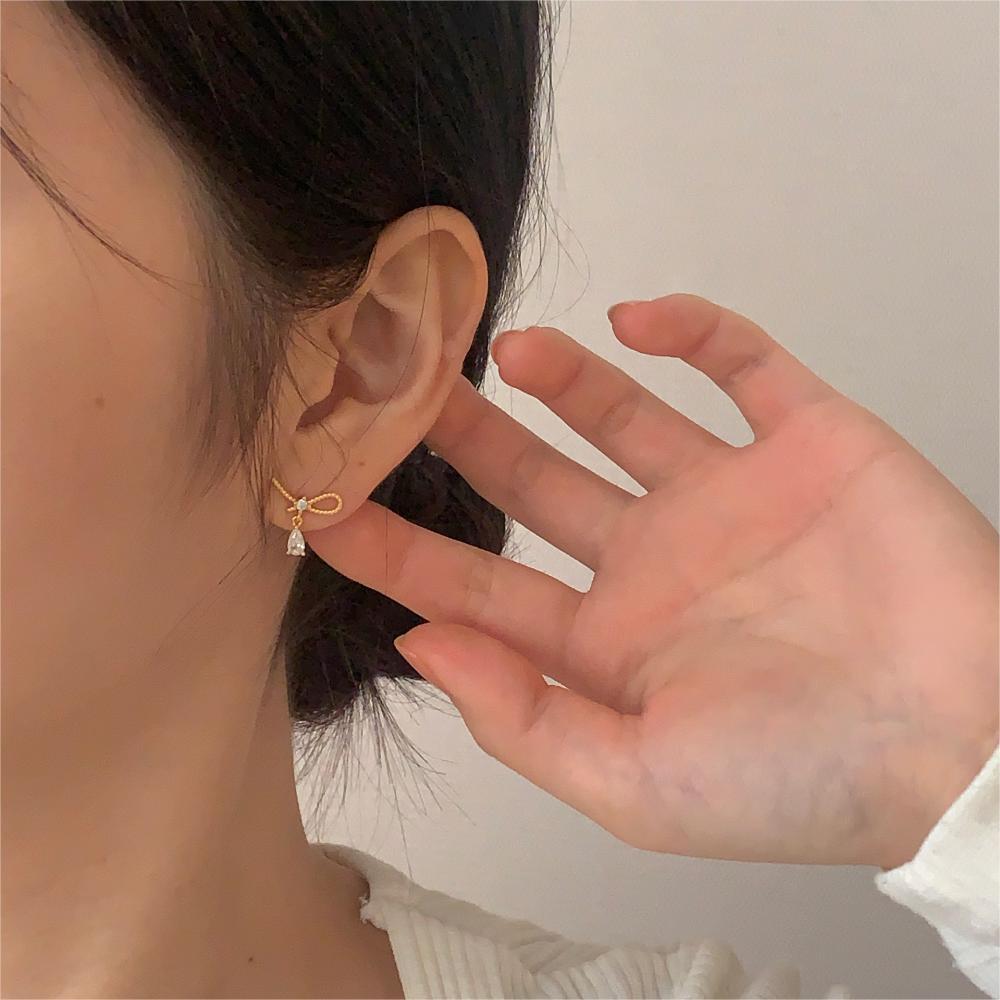 Minimalist Sweet 925 Sterling Silver Plated Geometric Letter Stud Earrings with Cubic Zirconia