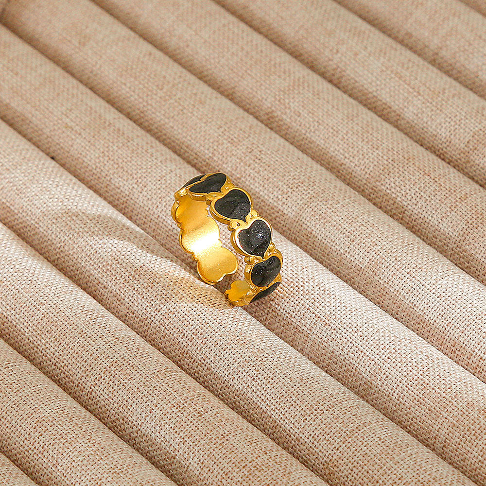 Minimalist Geometric Flower-Shaped Titanium Steel Ring with Plating Finish for Women, Adjustable Open Band Fashion Ring