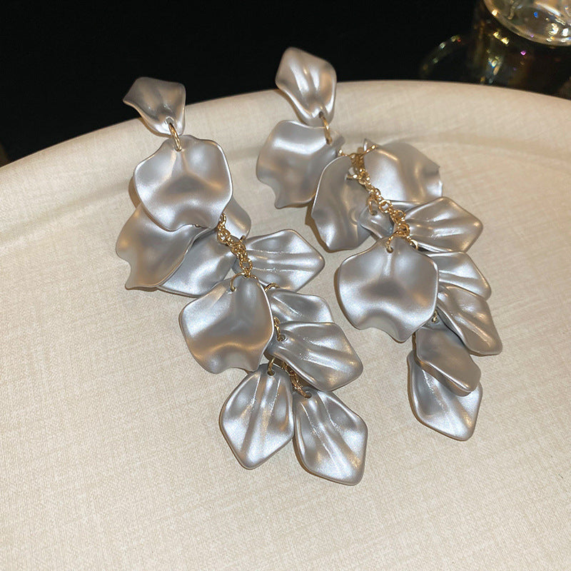 Eleganti Orecchini Pendenti Floreali con Perle e Strass in Argento 925, Stile Lusso Artigianale da Donna