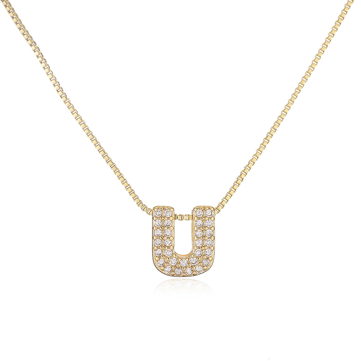Collar con colgante de cobre minimalista con forma de letra para mujer con baño de oro de 18 quilates, delicada cadena para la clavícula