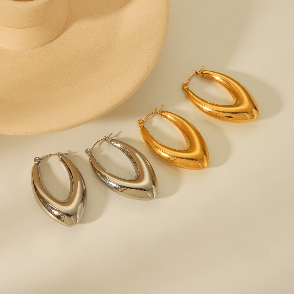 Geometric Hollow Stainless Steel Earrings for Women with Gold Plating Modern Minimalist Fashion Jewelry