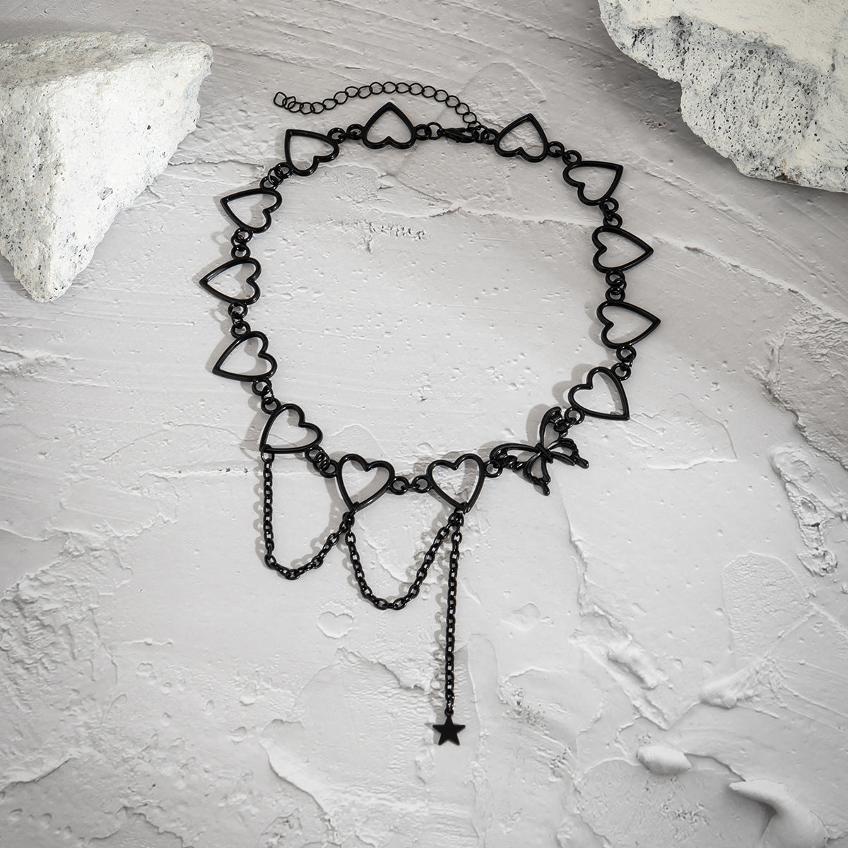 Hip-hop Minimalist Heart Butterfly Star Round Alloy Plated Necklace for Women