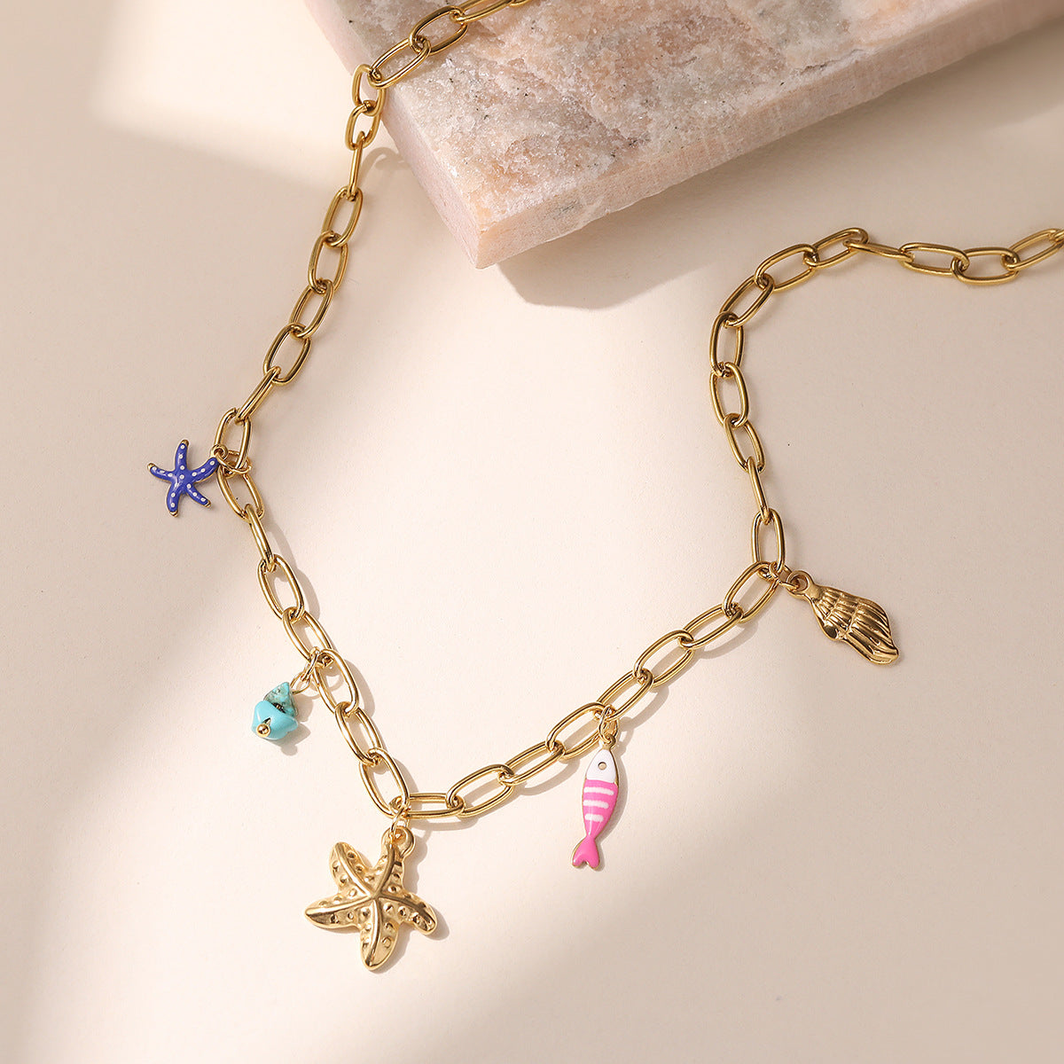 Minimalist Star-Shaped Gold-Plated Stainless Steel Pendant Necklace for Women