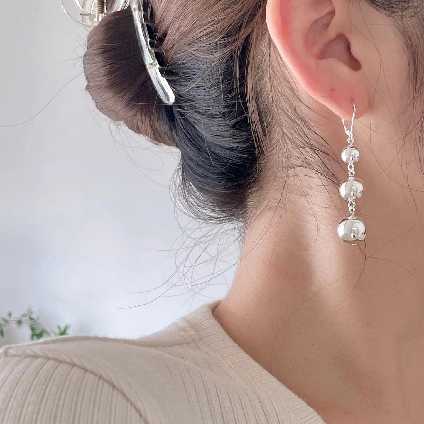 Minimalist Sweet 925 Sterling Silver Round Geometric Oversized Earrings
