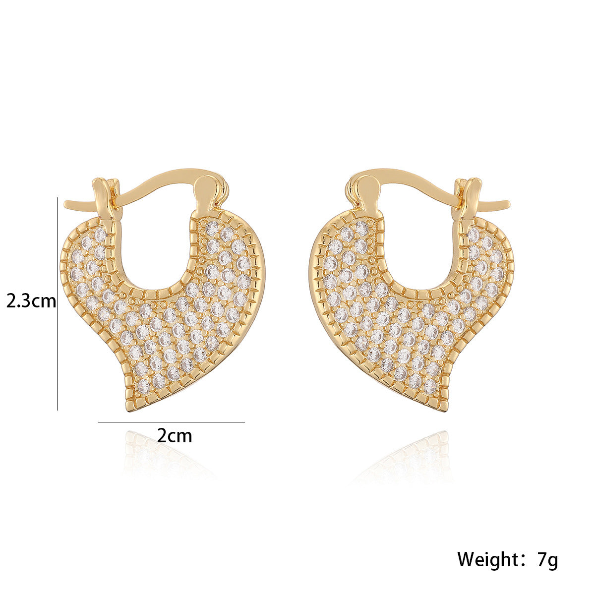 Elegant 18K Gold Plated Heart Cubic Zirconia Earrings for Women