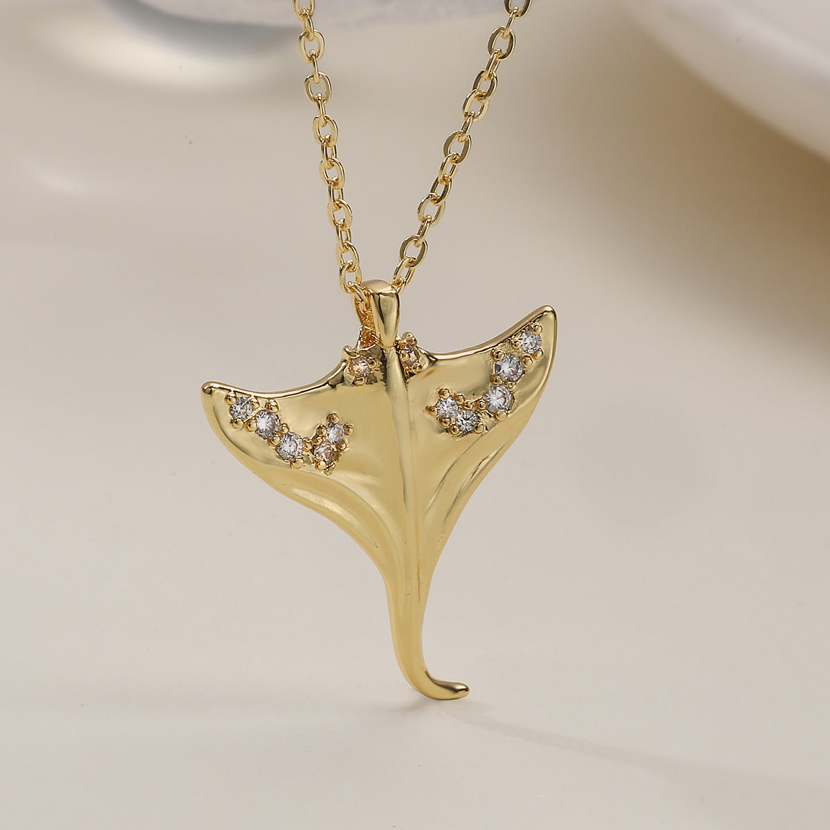 Minimalist Gold Plated Brass Cubic Zirconia Turtle Pendant Necklace for Women