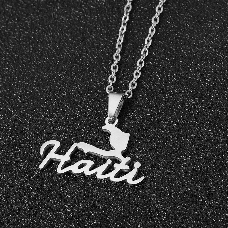 Fashion Geometric Titanium Steel Pendant Necklace with Enamel Finish for Unisex, O-Chain Style