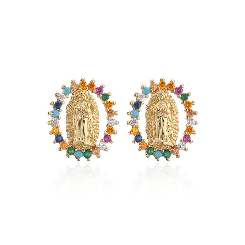 Minimalist Geometric 18K Gold Plated Brass Micro Inlay Cubic Zirconia Earrings for Women