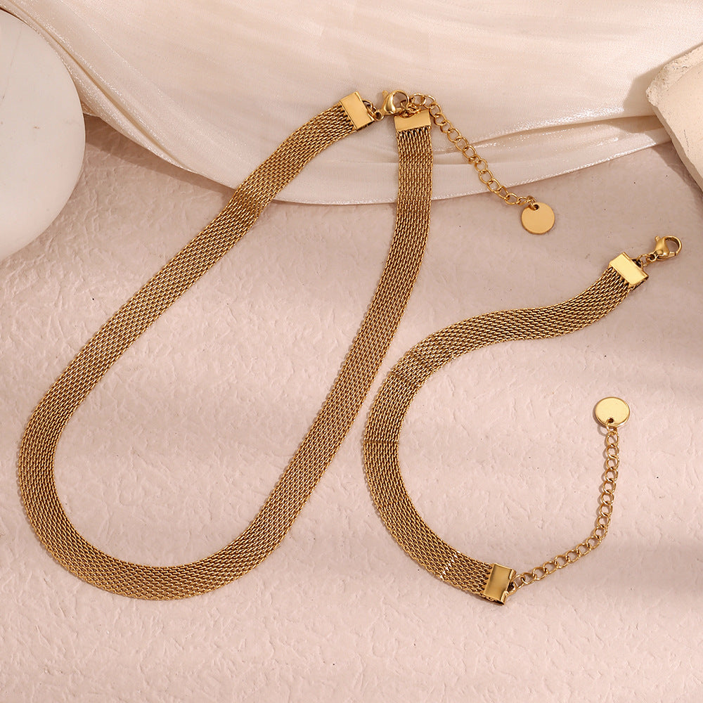 Set di collane girocollo da donna minimaliste geometriche in acciaio inossidabile placcate oro 18K