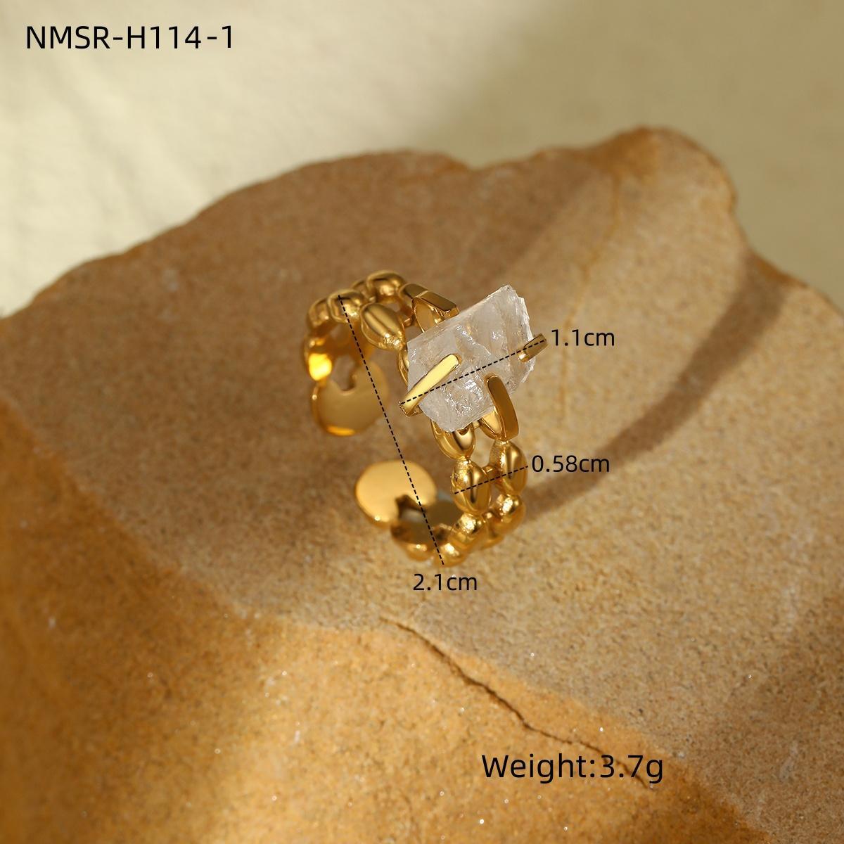Anillo Minimalista Ajustable de Acero de Titanio Abierto para Mujer con Forma Geométrica y Acabado Bañado