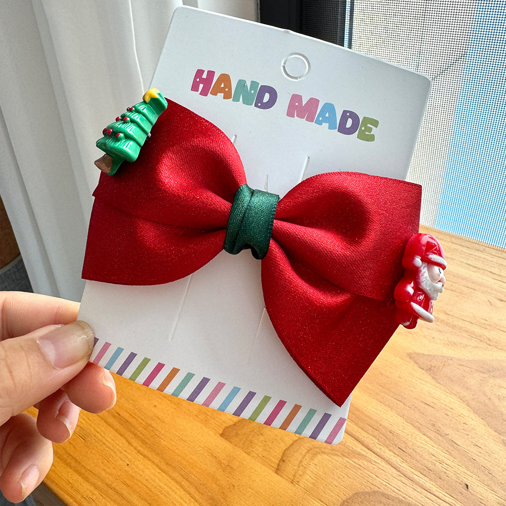 Set di fermagli per capelli con fiocco a fumetto per ragazze, accessori fai da te per bar di Natale