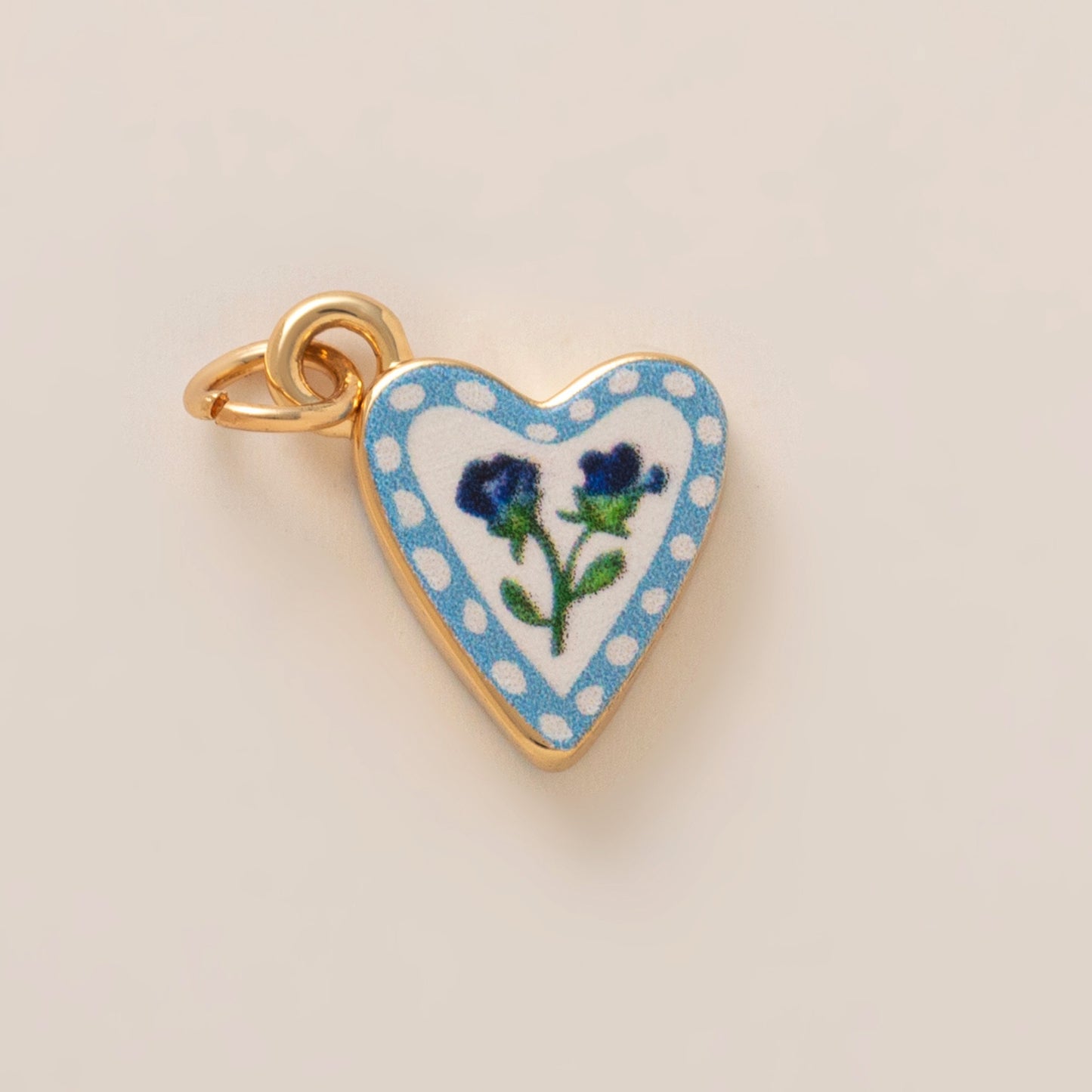 Sweet Vintage Heart Strawberry and Tulip Enamel Brass Shoe Charm