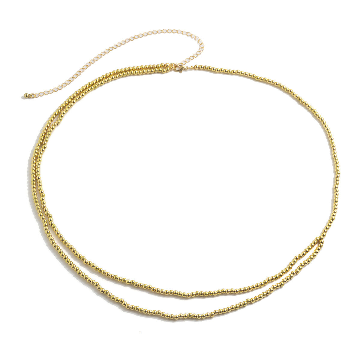 Cadena Corporal Minimalista de Doble Capa para Mujer con Cuentas de Perlas de Imitación y Diseño de Bolas Redondas de Metal