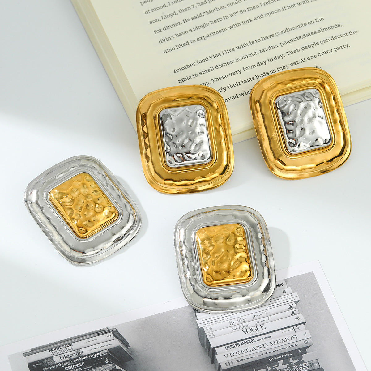 Exaggerated Square Stainless Steel PVD Earrings