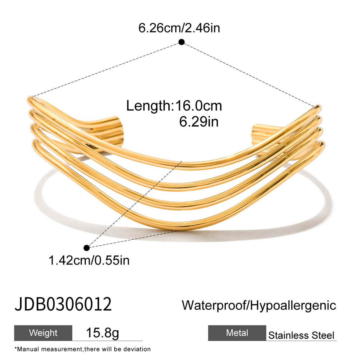 Geometric Gold Plated Stainless Steel Bracelet