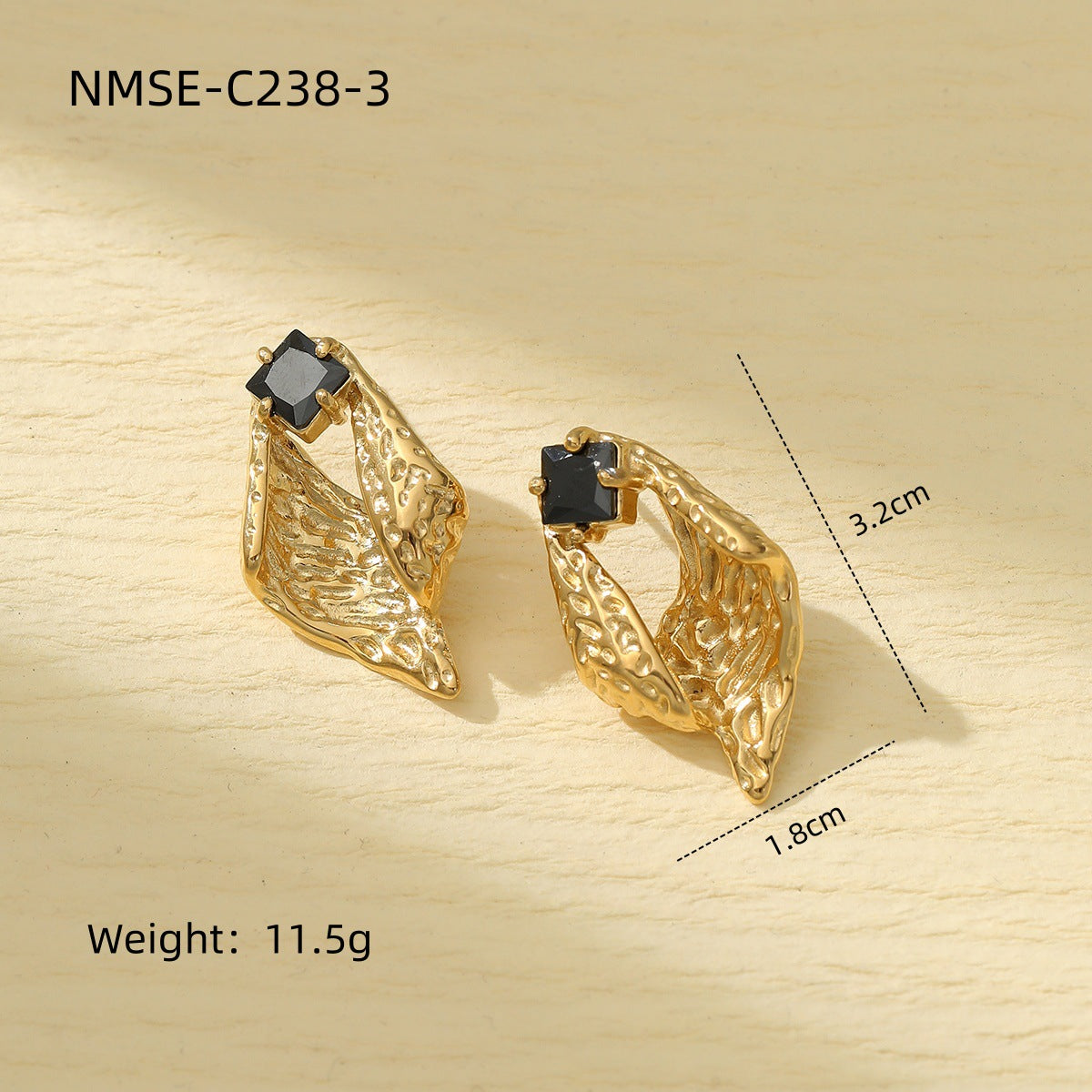 Pendientes vintage de acero titanio con forma de concha geométrica y circonitas incrustadas para mujer
