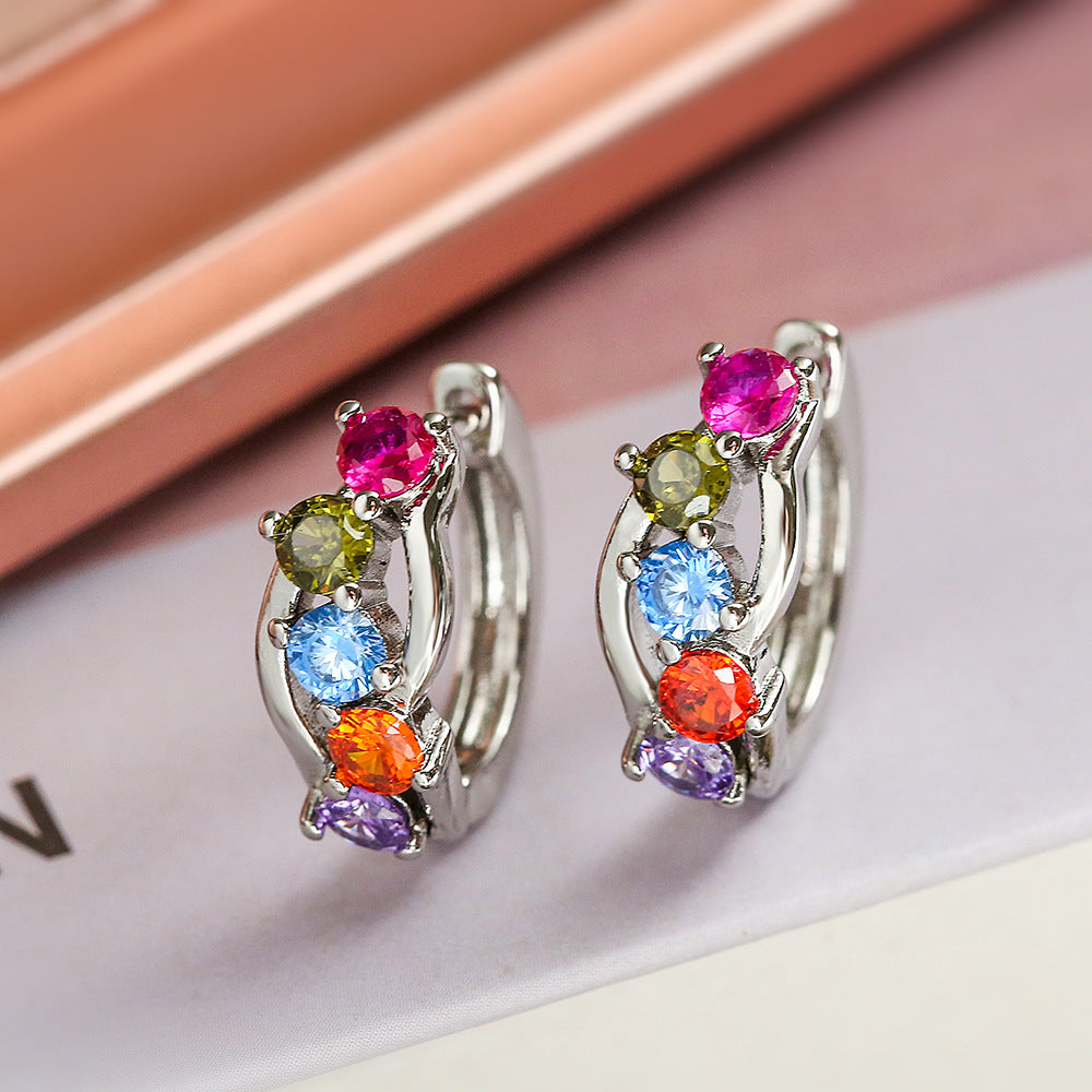 Orecchini a Cerchio Geometrici Minimalisti in Rame con Placcatura in Oro 18K e Accenti di Zirconi per Donne