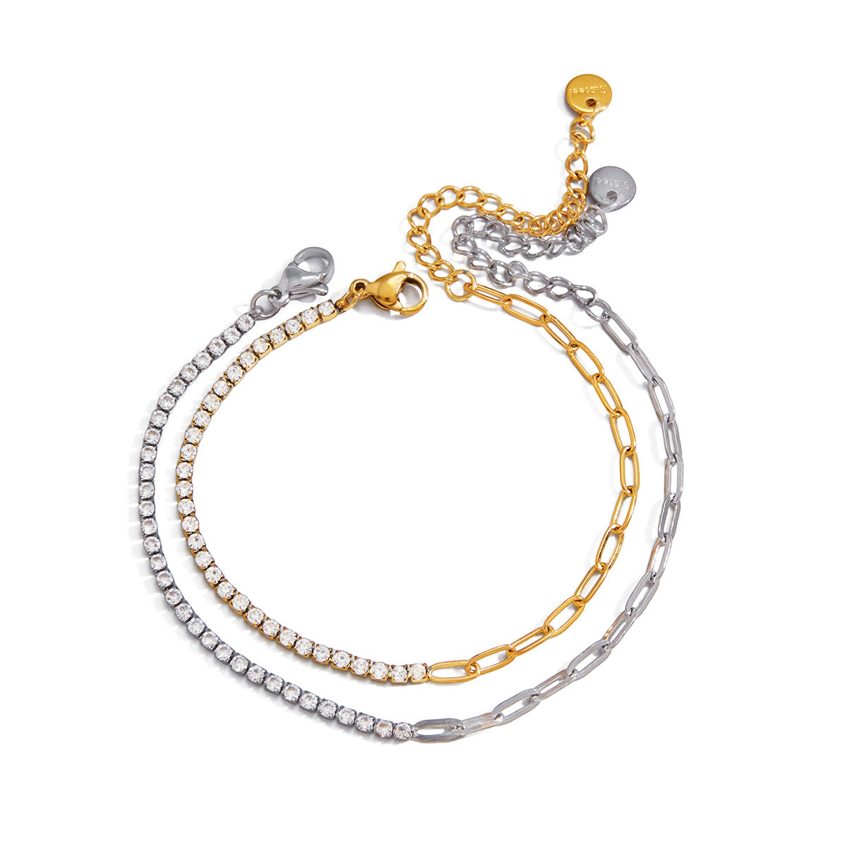 Geometric Stainless Steel Plated Rhinestone Bracelet for Women