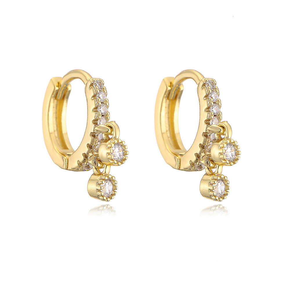 Orecchini a cerchio irregolari geometrici minimalisti da donna in rame con placcatura in oro e zirconi micropavé