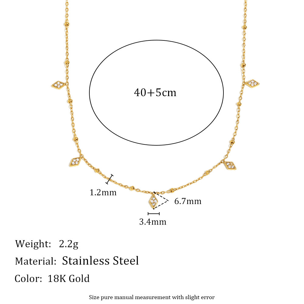 Collana da donna a forma di cuore e lacrima, placcata in oro 18 carati, in acciaio inossidabile, con fiore in zircone e perline