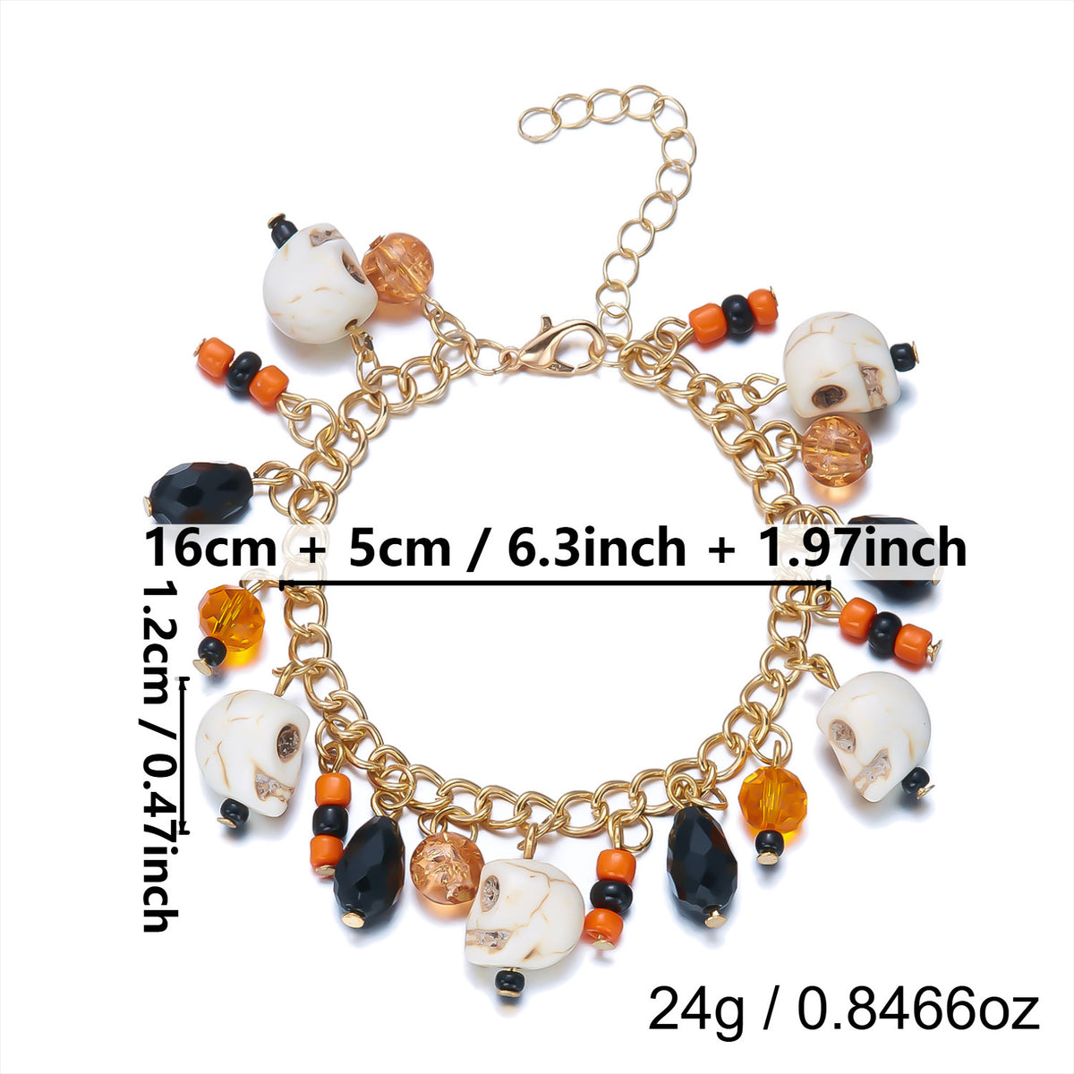 Gothic Drip Oil Plated Alloy Charm Bracelet with Cartoon Halloween Pendants for Unisex Party Jewelry