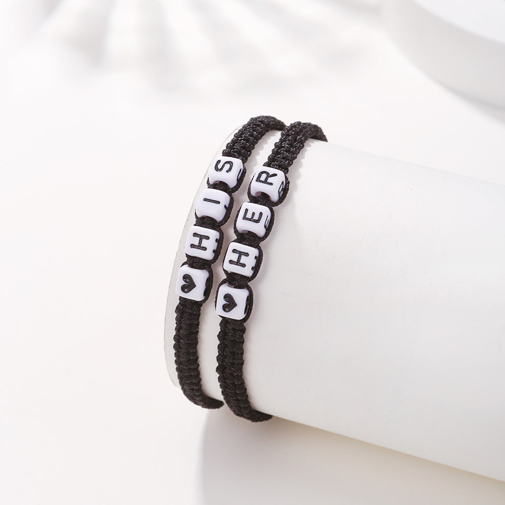 Unisex Geometric Letter Acrylic DIY Charm Bar Bracelet