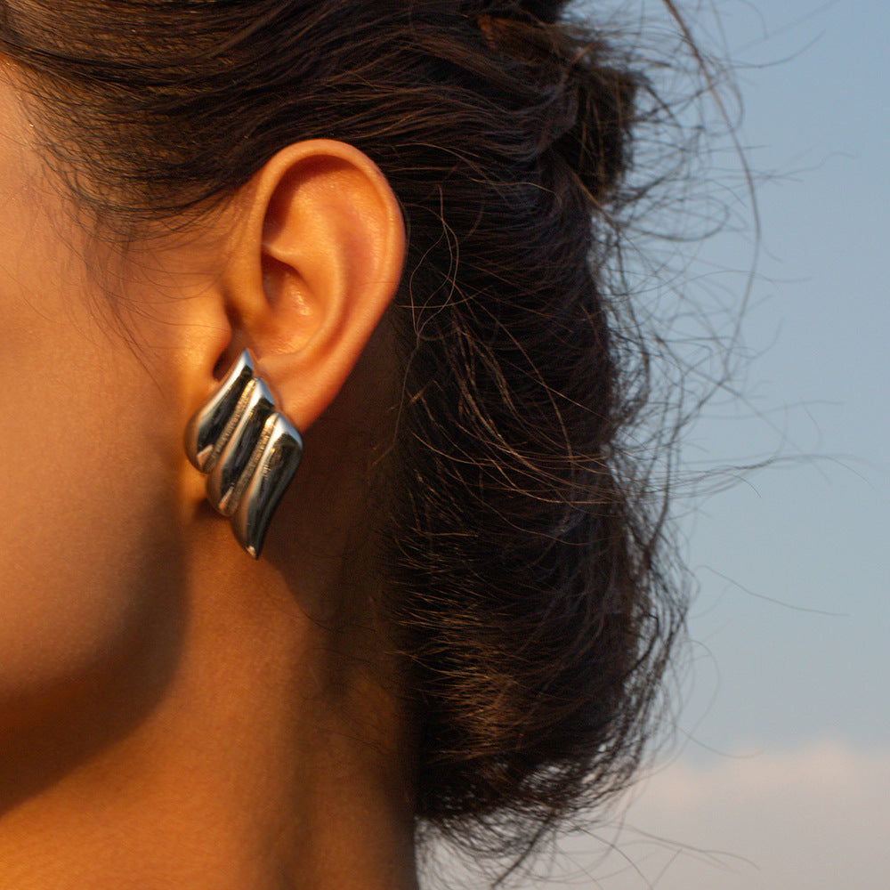 Vintage Minimalist 18K Gold Plated Geometric Hoop Earrings for Women Stainless Steel