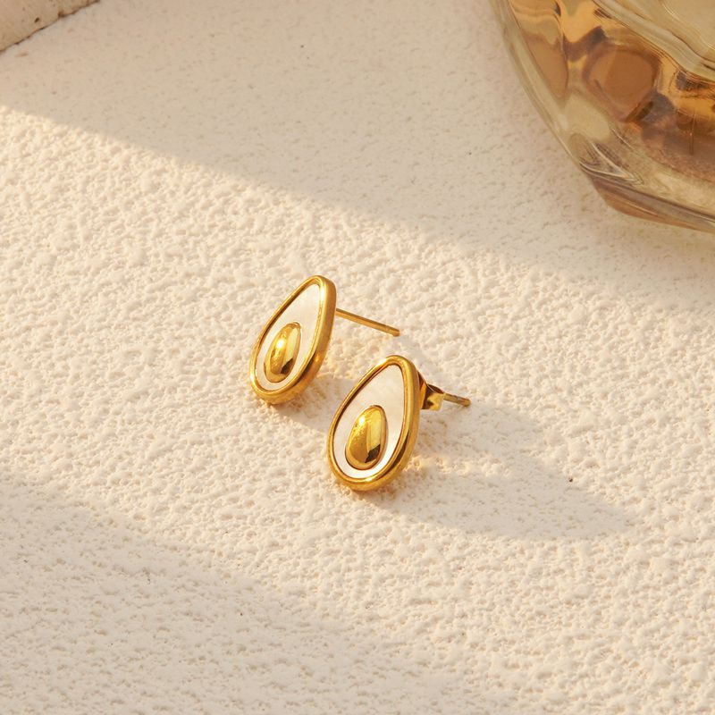 Set di gioielli placcati in acciaio inossidabile con motivo avocado minimalista da donna