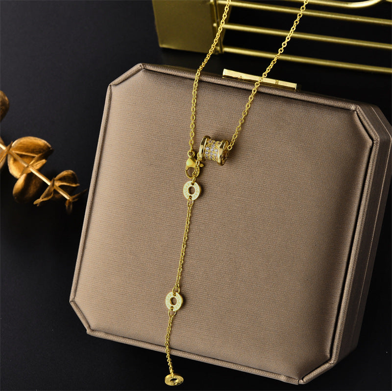 Minimalist Roman Numeral Waist-Shaped Titanium Steel Necklace with Plated Finish for Women