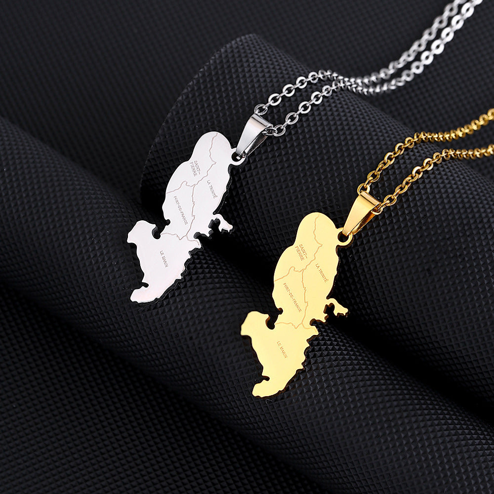 Collar con Colgante Geométrico de Estilo Étnico para Parejas, de Acero Inoxidable con Colgante de Acero de Titanio y Cadena O con Acabado Galvanizado