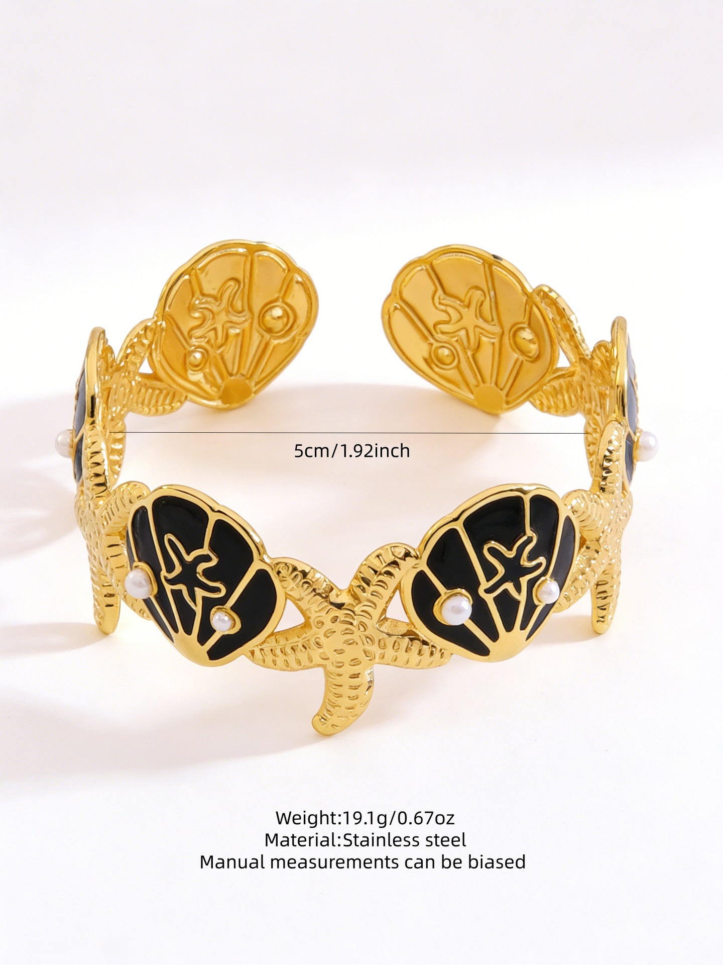 Elegante Pulsera Abierta de Lujo Floral con Esmalte de Aceite de Acero Inoxidable y Titanio con Cereza
