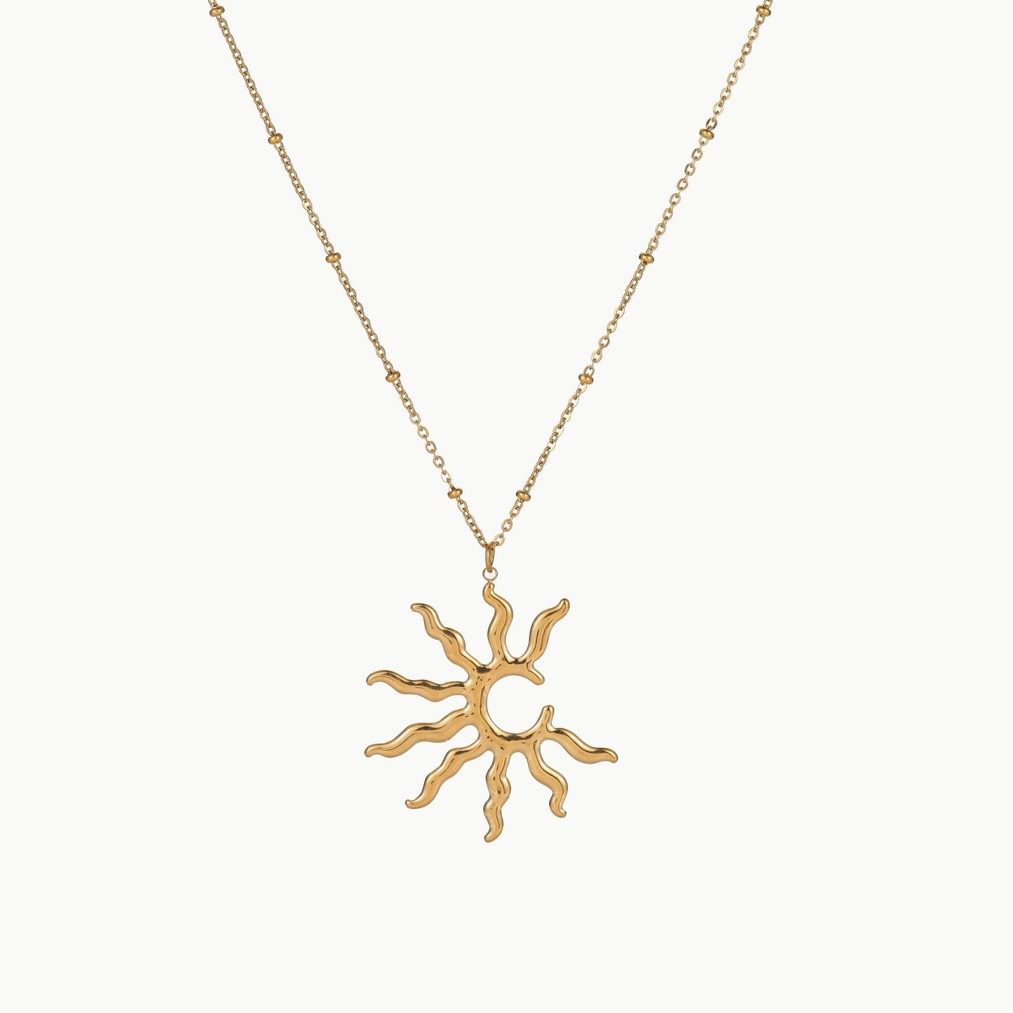Collana con ciondolo a girasole alla moda in acciaio inossidabile con placcatura in oro 18 carati da donna