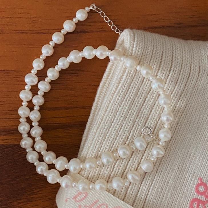 Collar minimalista de plata de ley 925 con forma de estrella y detalles de perlas para mujer