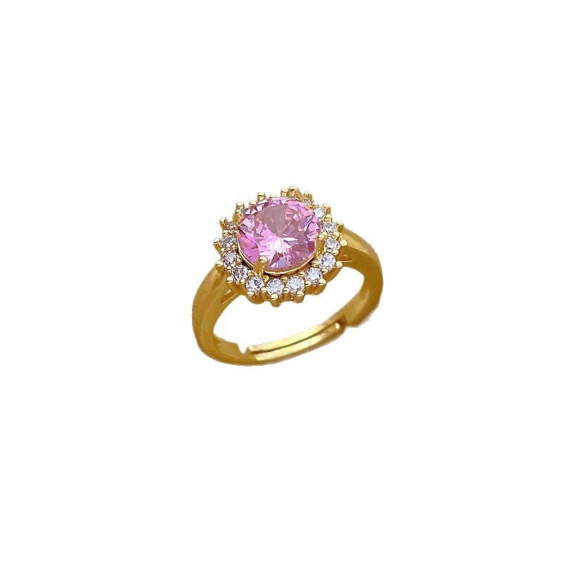 Anello da donna regolabile a corona placcato oro rosa in ottone stile Kawaii carino