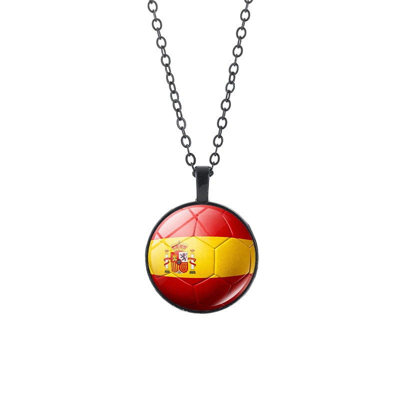 Collana casual in lega placcata con ciondolo in cristallo nero, catena a cavo unisex